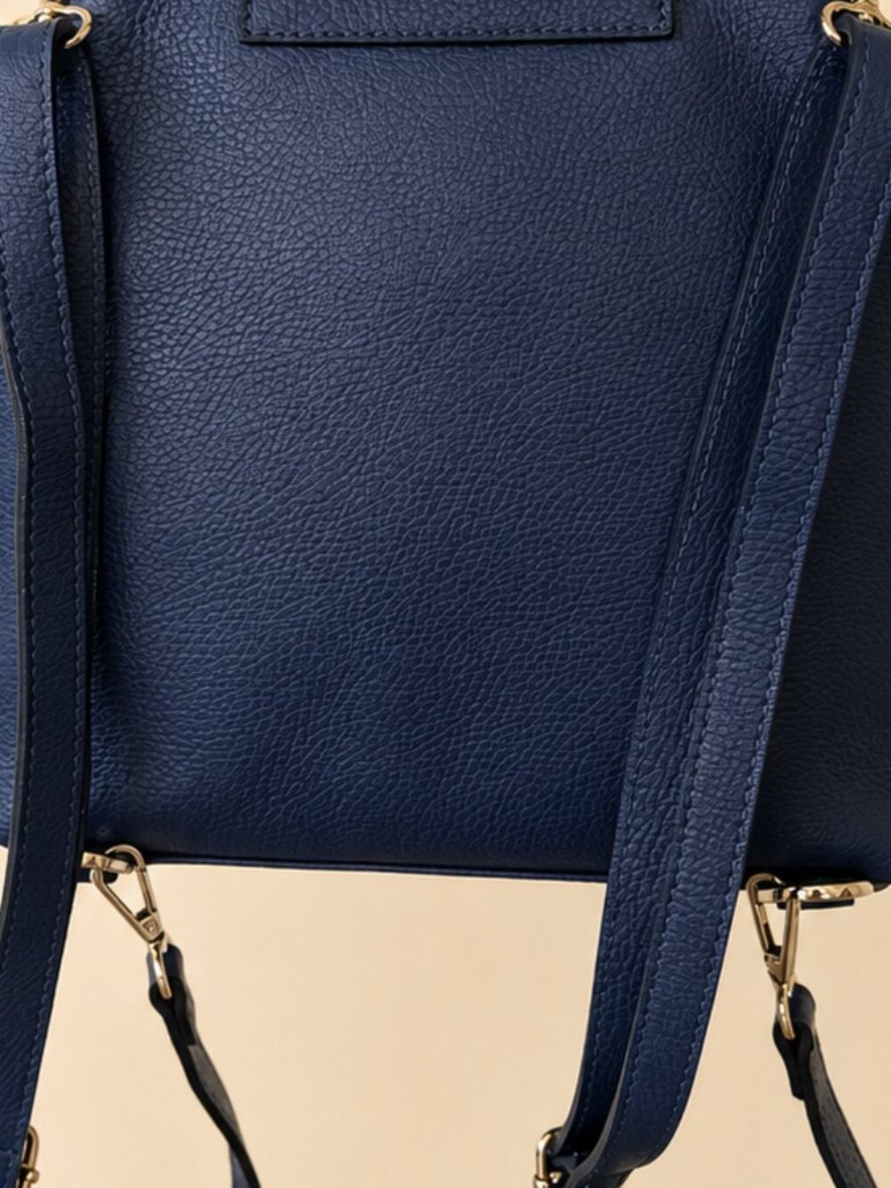 Pierre Cardin Blue Leather Backpack, Shoulder Bag, Silver Hardware - Picture 6 of 11